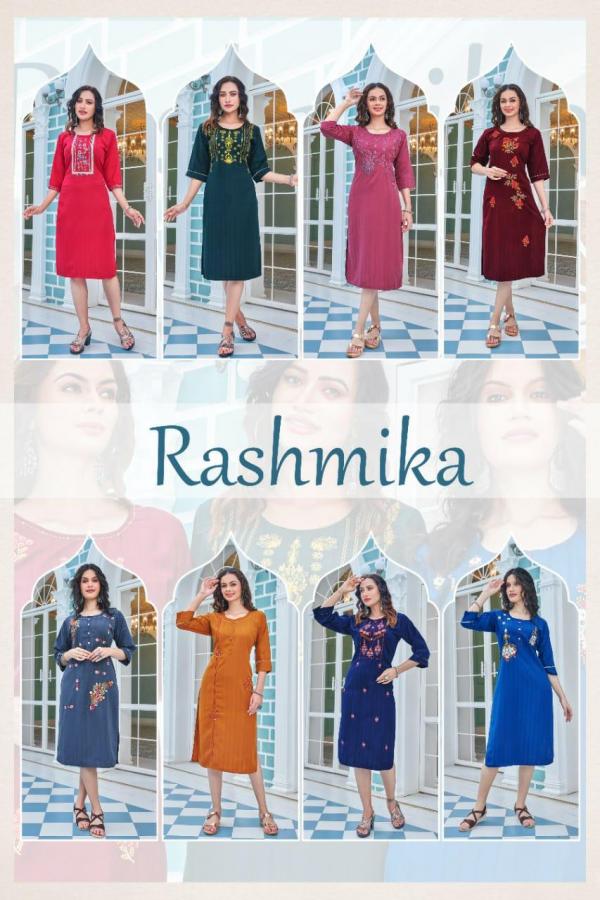 Ft Rashmika 01 Embroidery Rayon Designer Kurti Collection